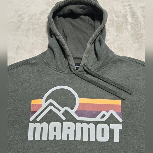 Marmot Other - Marmot Hoodie Mens Sz L Heather Green Hooded Sweatshirt Outdoor Hiking Camping